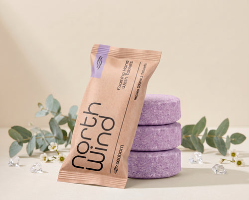 North Wind foaming hand soap refill packet with lilac tablets